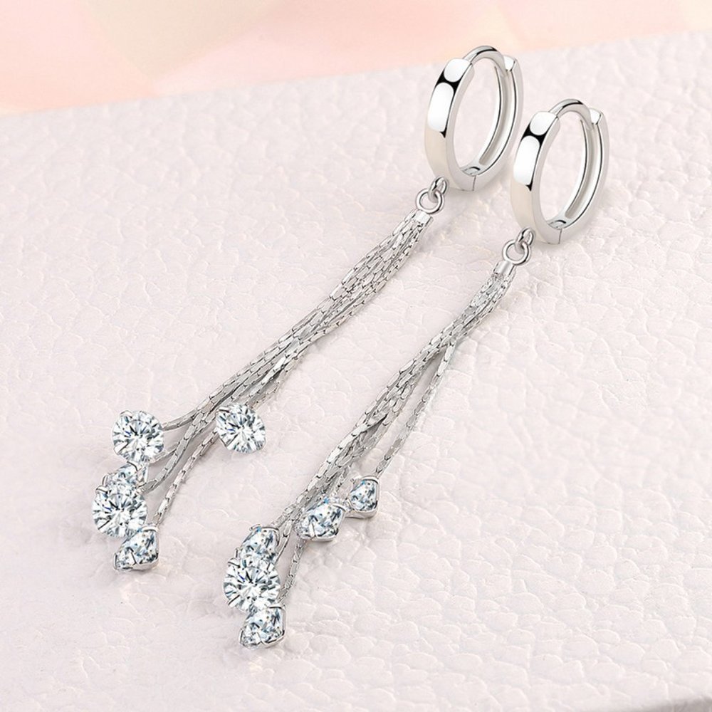925 Silver Long Earring - Picture 2 of 7